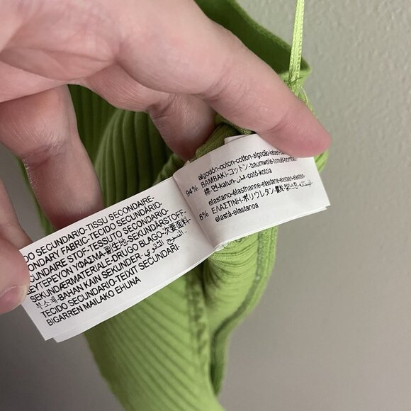 Zara Women S Green Ribbed Stretch Y2K Sleeveless Halter Neck Cutout Bodysuit NWT - Picture 13 of 16